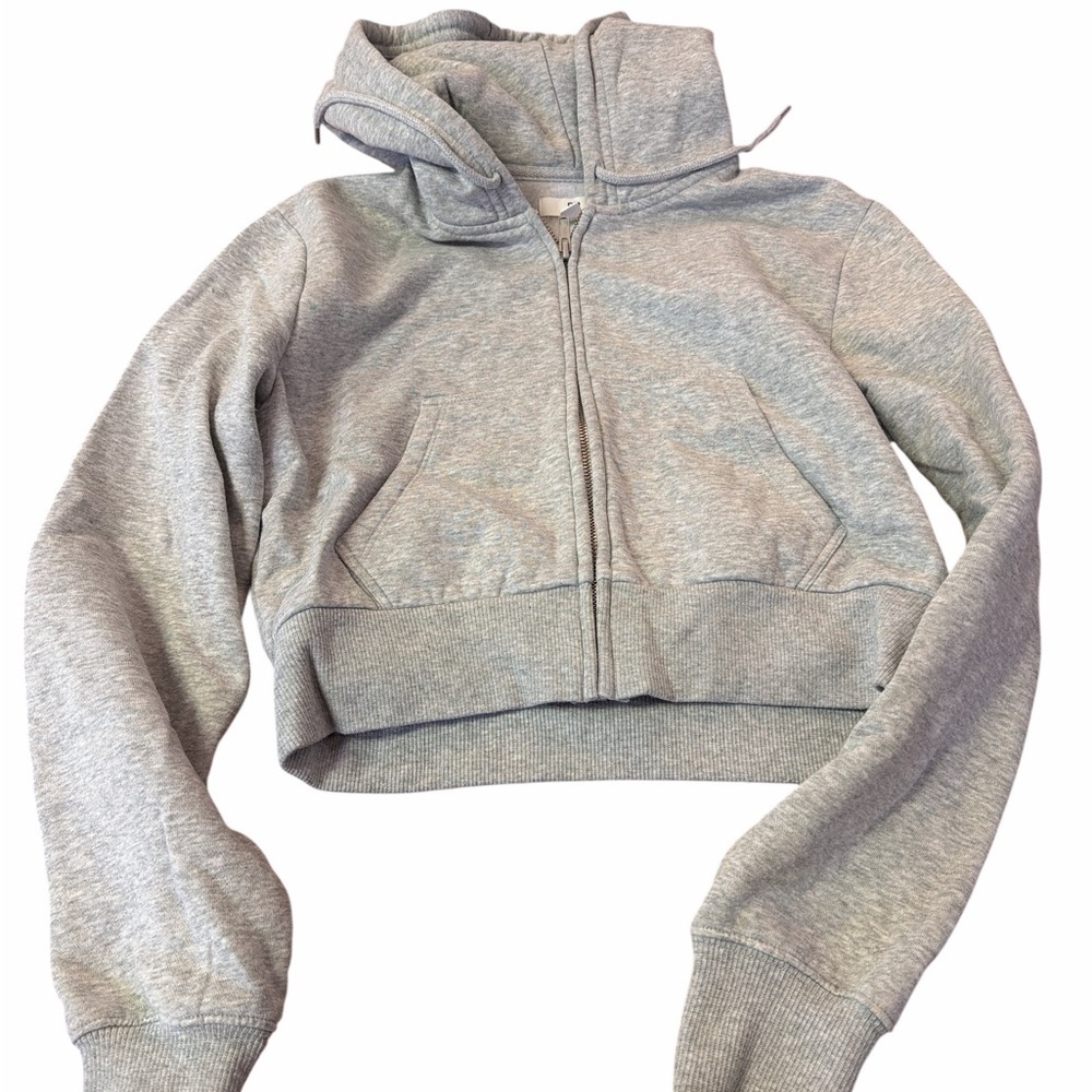 BP Light Gray Hoodie with Zip, Cropped Womens size small